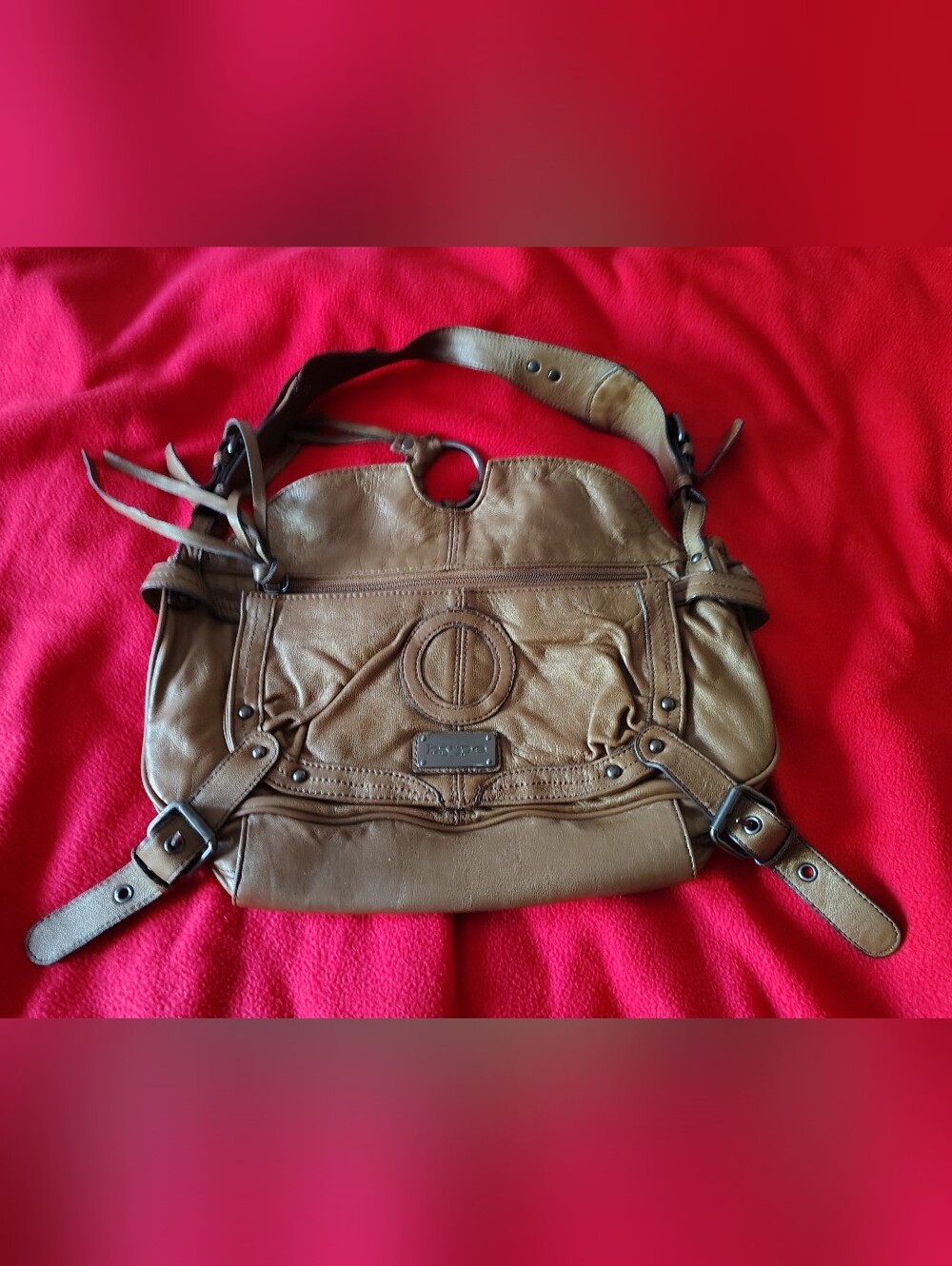 Hype Tan Brown Ring Accent Shoulder Bag